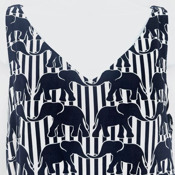 Crown & Ivy Striped Elephant Sleeveless Blouse Size PM - Picture 1 of 7